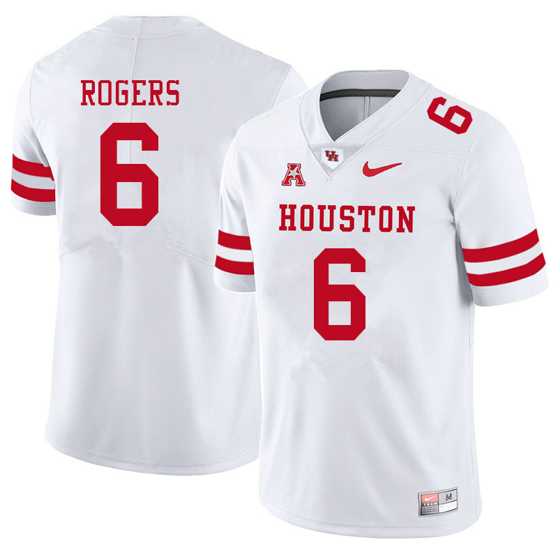 Men #6 Jayce Rogers Houston Cougars College Football Jerseys Sale-White - Click Image to Close